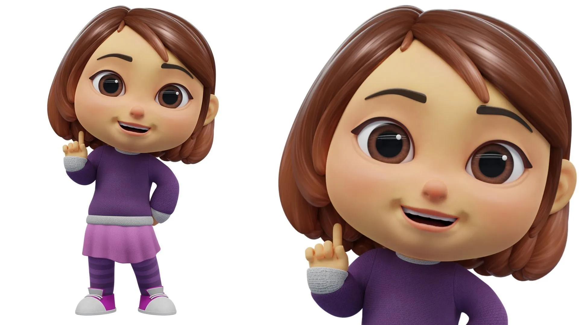 Cartoon White Girl with polygon hair